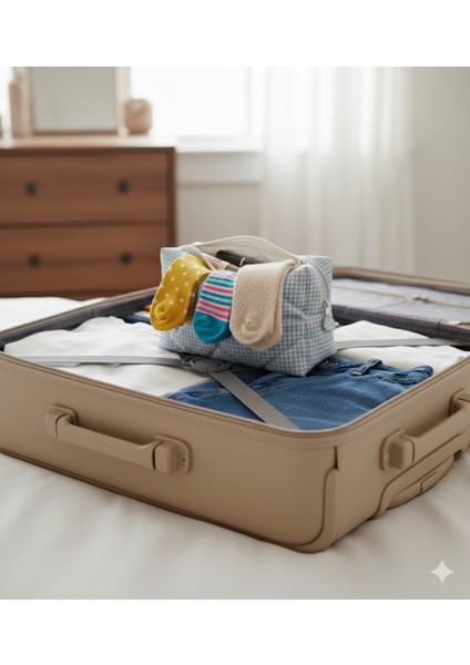 Elyaf Dolgulu, Şık Kareli Makyaj Çantası Büyük Boy 23X10 fiyatları