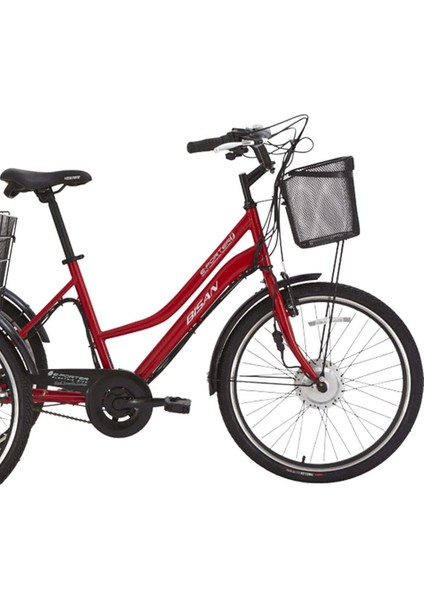 E - Porter Lityum Elektrikli Bisiklet 44 cm V - Roller Fren 3 Vites 24 Jant Bayrak Kırmızısı Beyaz indirimleri