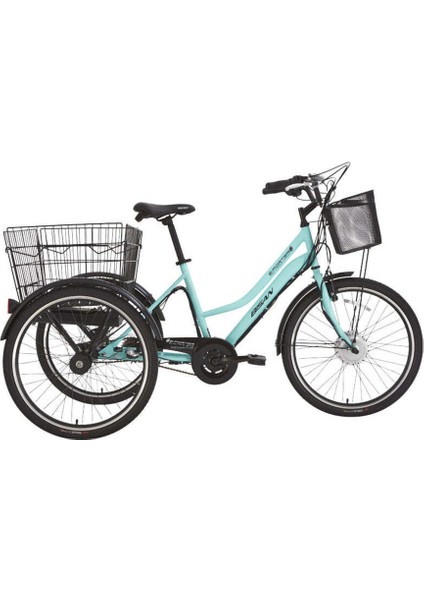 E - Porter Lityum Elektrikli Bisiklet 44 cm V - Roller Fren 3 Vites 24 Jant Turkuaz Siyah modelleri