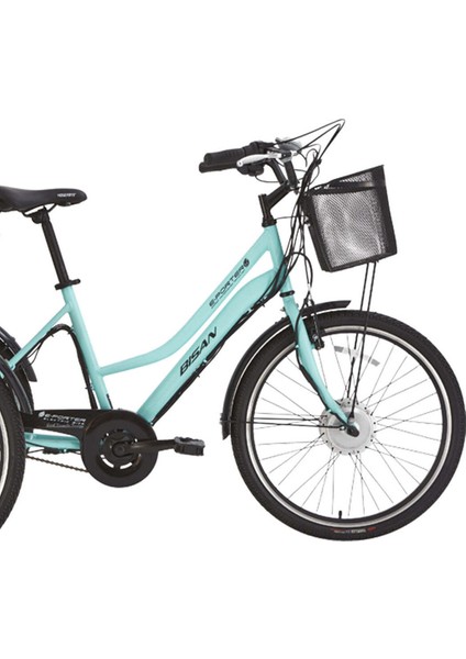 E - Porter Lityum Elektrikli Bisiklet 44 cm V - Roller Fren 3 Vites 24 Jant Turkuaz Siyah fırsatları