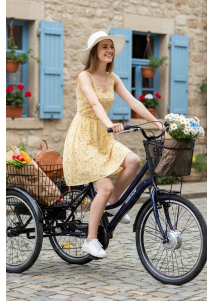 E - Porter Lityum Elektrikli Bisiklet 44 cm V - Roller Fren 3 Vites 24 Jant Lacivert Beyaz modelleri