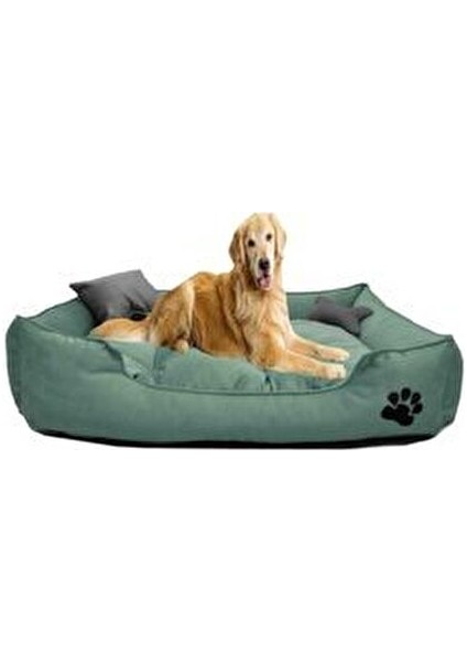 Ultrasoft Büyük Irk Köpek Yatağı Yıkanabilir Yüksek Kaliteli Kumaş Pati Işlemeli