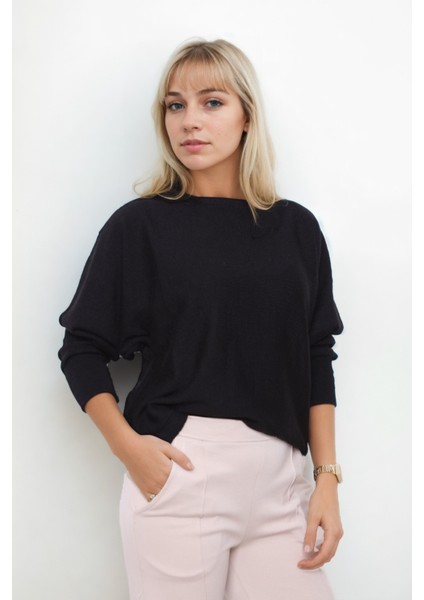 Geniş Yaka Yarasa Kol Oversize Triko Bluz fırsatları