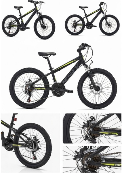 Cooper Çocuk Bisikleti 28 cm Md 20 Jant 21 Vites Mat Siyah Sarı