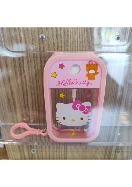 Hello Kitty Figürlü Silikon Korumalı Plastik Parfüm/kolonya Şişesi Pembe2