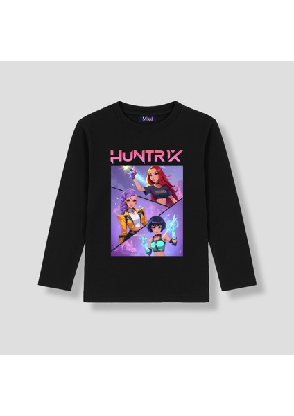 Kpop Demon Hunters Huntrix Uzun Kollu Baskılı Kız Çocuk Tişört (4-13 Yaş)