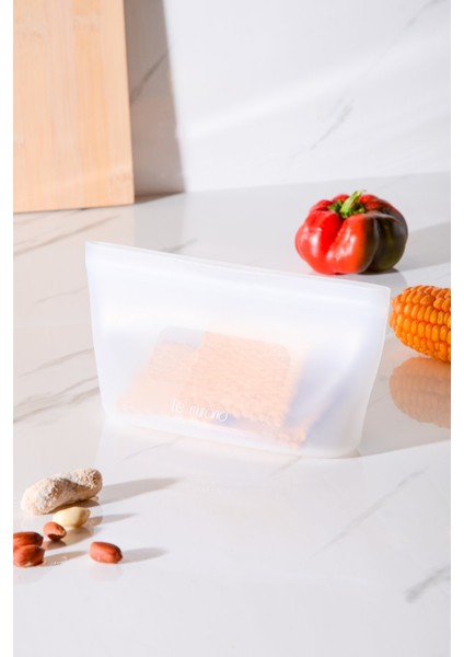 Mood Hava Sızdırmaz Kilitli Silikon Saklama Torbası 450 ml | Şeffaf