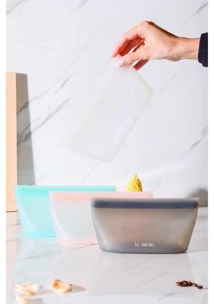 Mood Hava Sızdırmaz Kilitli Silikon Saklama Torbası 450 ml | Şeffaf modelleri