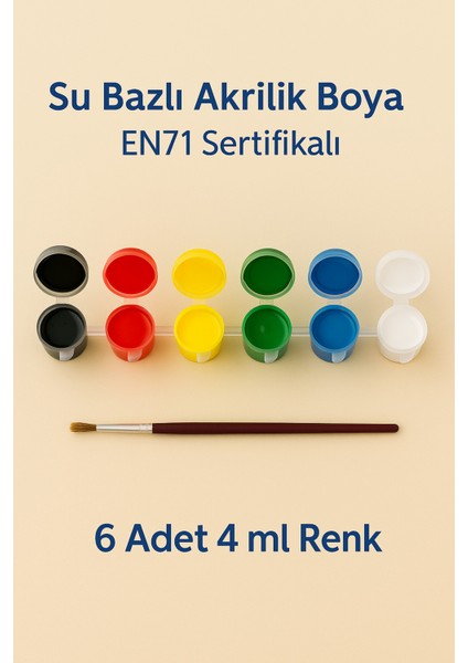 6'lı 4ml Akrilik Boya Fırça Hobi Aktivite Etkinlik Boyama, Çocuk Boyama Ahşap fiyatları