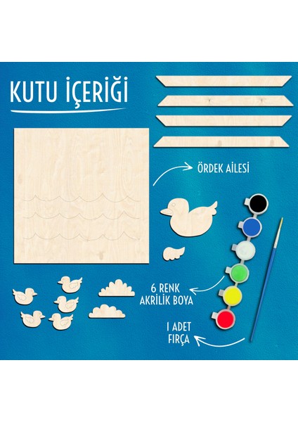 Ördek Ailesi Ahşap Boyama Etkinlik Seti Eğitici Çocuk Aktivite Fırça + Akrilik Boya Kreş Okul Öncesi fiyatları