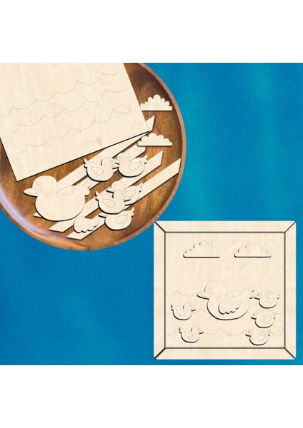 Ördek Ailesi Ahşap Boyama Etkinlik Seti Eğitici Çocuk Aktivite Fırça + Akrilik Boya Kreş Okul Öncesi modelleri