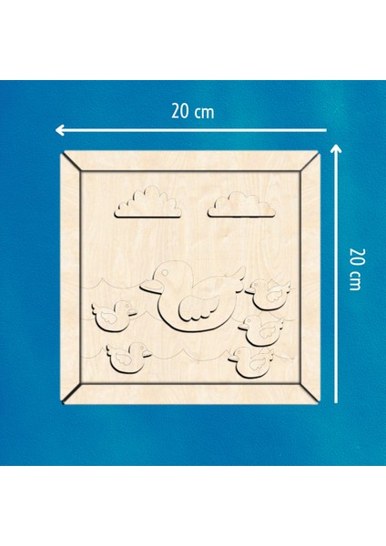 Ördek Ailesi Ahşap Boyama Etkinlik Seti Eğitici Çocuk Aktivite Fırça + Akrilik Boya Kreş Okul Öncesi