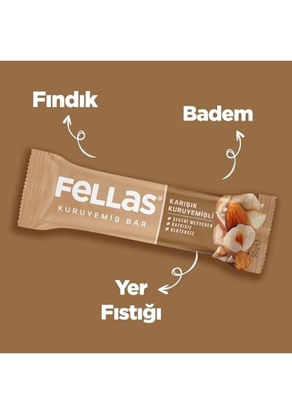 Fellas Karışık Kuruyemişli Bar 30 gr x 12 Adet