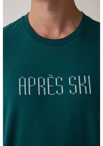 Yeşil Erkek Ski Ekoseli Bisiklet Yaka Pijama Takımı