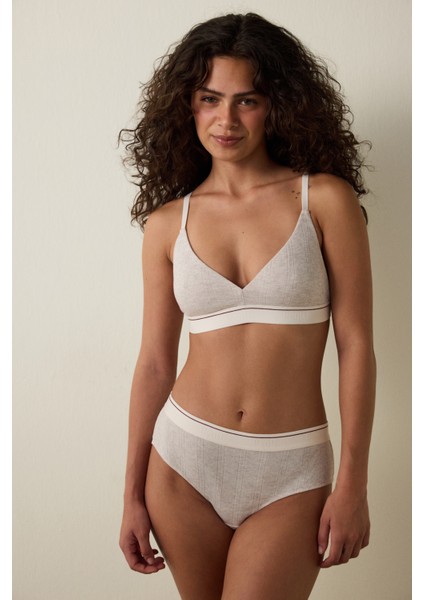 Bej Melanj Melanjlı Balensiz Dolgusuz Üçgen Sütyen