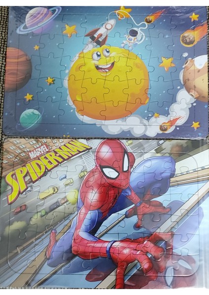 2 Adet Puzzle Yap Boz (33CM*23CM*40PARÇA) (Örümcek Ad. / Uzay Figürlü)