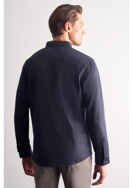 Koyu Lacivert Smart Düğmeli Yaka Uzun Kol Cepsiz Slim Fit Casual Gömlek 1004255171 indirimleri