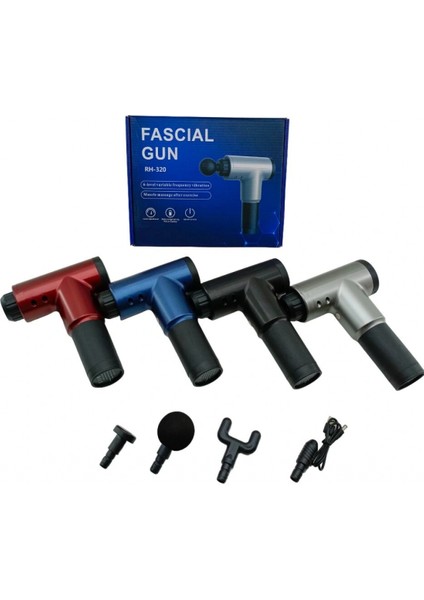 Masaj Tabancası Aleti 4pcs Başlık 6 Kademe Hız Seviyesi USB Şarjlı (K95)