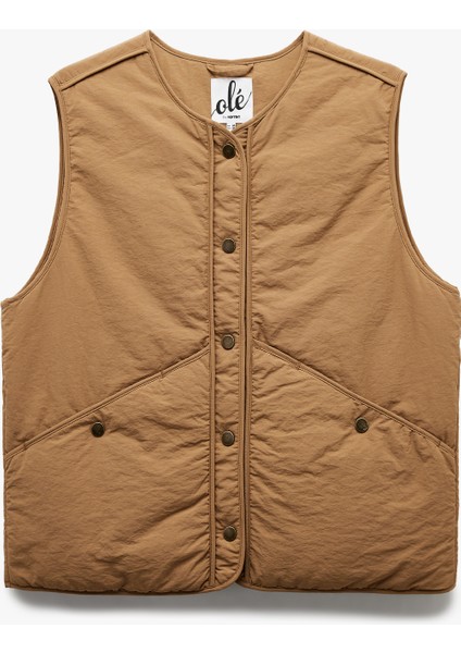 Yuvarlak Yaka Çıtçıt Düğmeli Kolsuz Yelek fırsatları