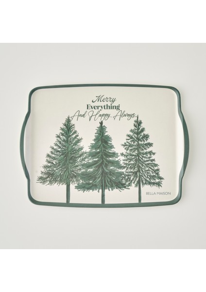 New Year Melamin Tepsi Yeşil (42X31 Cm)