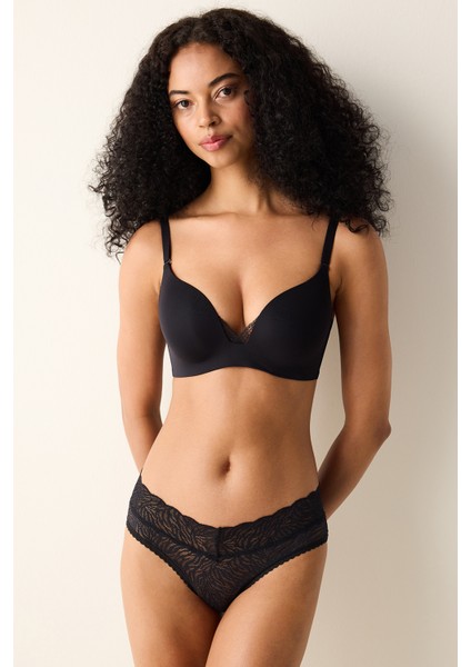 Siyah Eliza Balensiz Push Up Dekolte Sütyen