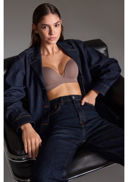 Parlak Vizon Eliza Balensiz Push Up Dekolte Sütyeni