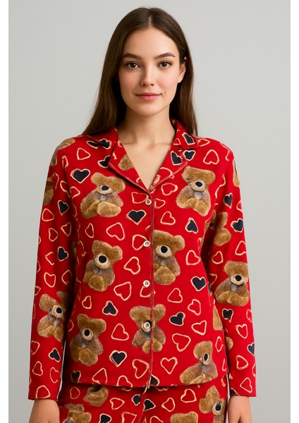 Yumuşak Ayıcık Desenli Kadın Pijama Takımı