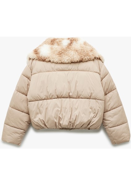 Uzun Kollu Cepli Fermuarlı Su Itici Suni Kürk Yaka Detaylı Kısa Şişme Mont fırsatları