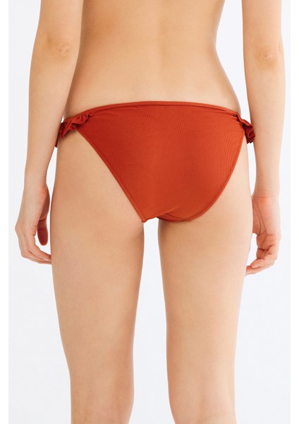 Turuncu Tuva Frill Side Bikini Altı