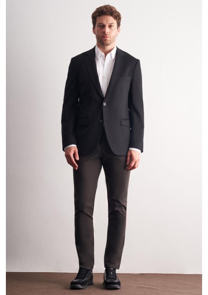 Siyah Mono Yaka Yünlü 6 Drop Comfort Fit Classic Ceket 1002255150 fiyatları