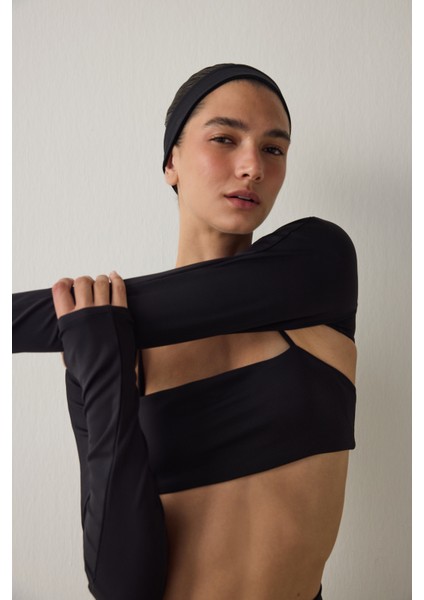 Siyah Fitilli Uzun Kollu Bolero