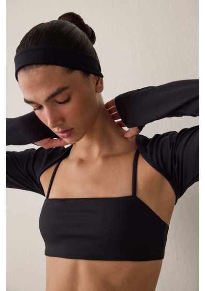 Siyah Fitilli Uzun Kollu Bolero