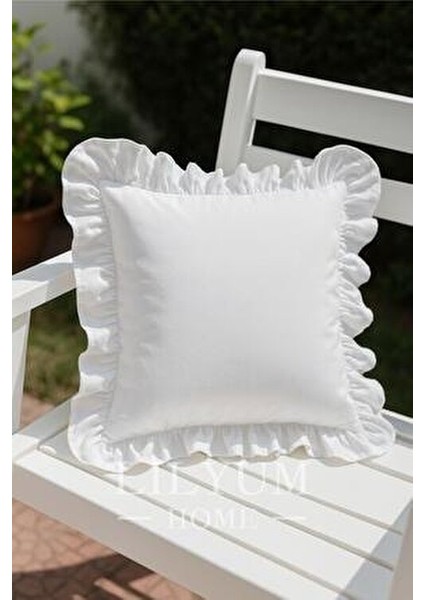 %100 Pamuk Fırfırlı Dekoratif Kırlent Kılıfı – 43X43 cm ( 1ADET )