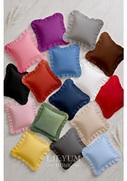 %100 Pamuk Fırfırlı Dekoratif Kırlent Kılıfı – 43X43 cm ( 1ADET ) fiyatları