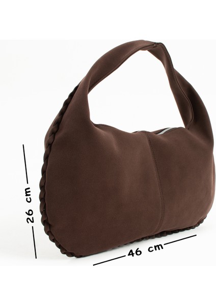 Nova Örgü Kenarlı Süet Büyük Boy El ve Omuz Çantası modelleri