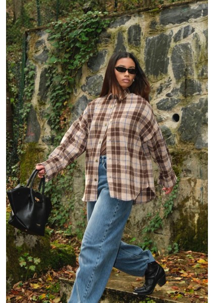 Pamuklu Ekose Oduncu Kadın Gömlek Oversize indirimleri