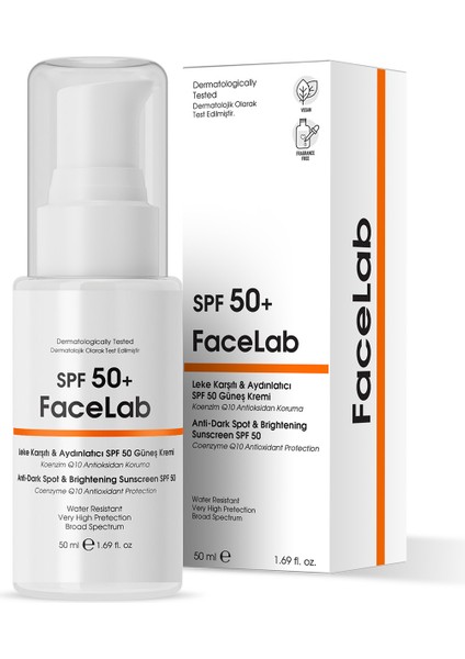 Güneş Kremi SPF50+ 50 ml Tüm Cilt Tipleri için Leke Karşıtı UVA UVB Koruma ve Nemlendirme fiyatları