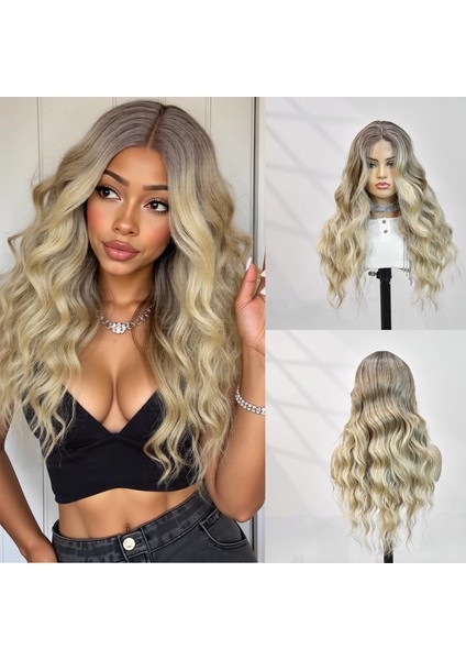 Kumral Dore Sarı Ombre ve Balköpüğü Röfleli Tül Peruk