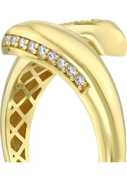 Taşlı Tasarım Altın Yüzük - 14K