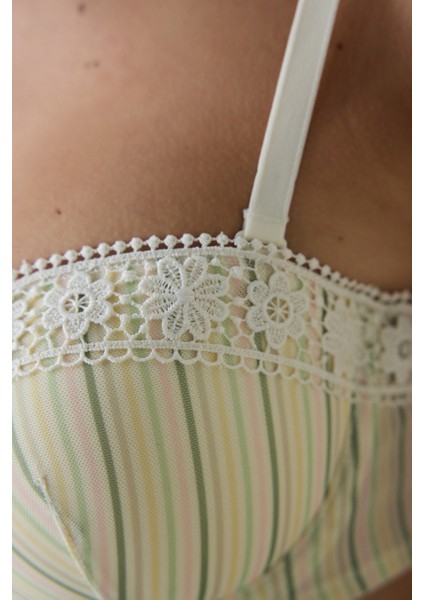 Bloom Stripe Ekru Sütyen