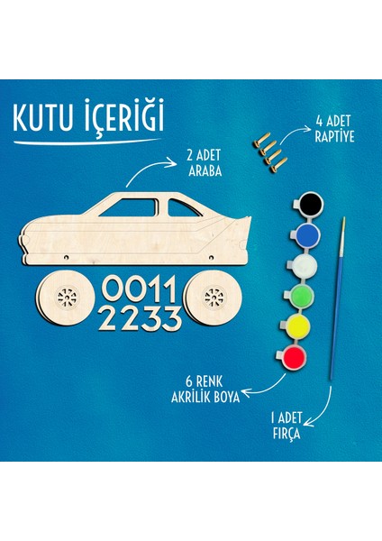 Yarış Araba Ahşap Boyama Etkinlik Seti Eğitici Çocuk Aktivite Fırça + Akrilik Boya Kreş Okul Öncesi modelleri