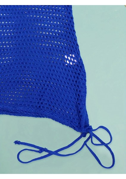 Kadın Askılı Eteği Büzgü Bağlama Detay Delikli örme Triko Pareo Elbise indirimleri