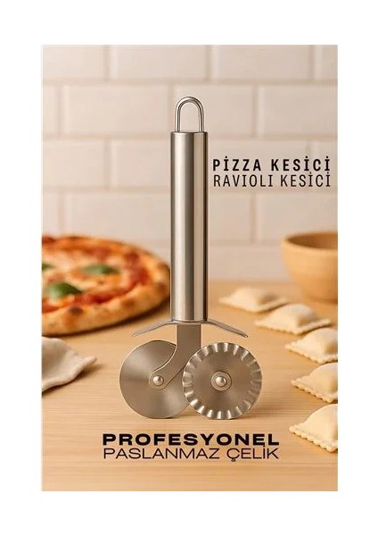 Pizza Kesici Profesyonel Çelik Hamur Ravioli Kesici