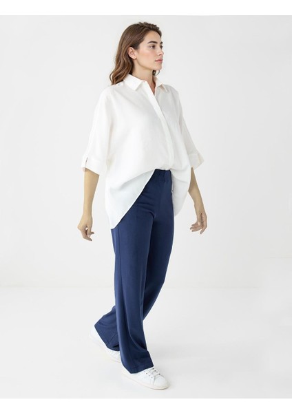 Lacivert Normal Bel Normal Paça Polar Örme Pantolon modelleri