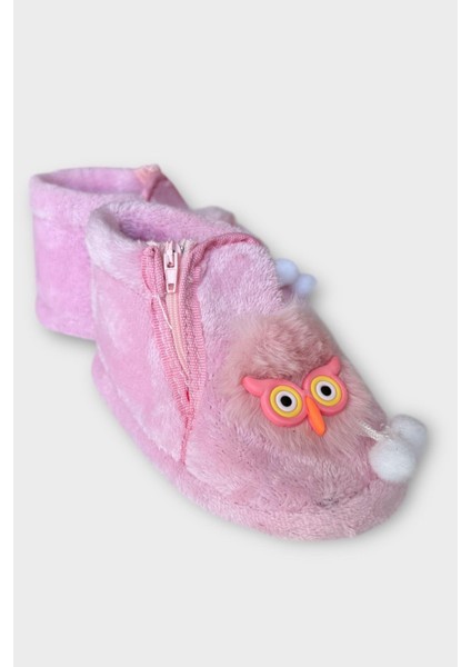 Çocuk Sevimli Baykuş Figürlü Panduf Pembe modelleri