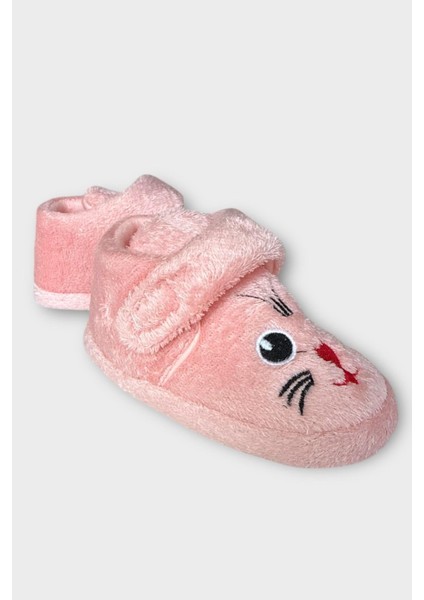 Kız Çocuk Cırtlı Kaydırmaz Taban Anaokulu Kreş Ev Ayakkabısı Panduf Pudra modelleri