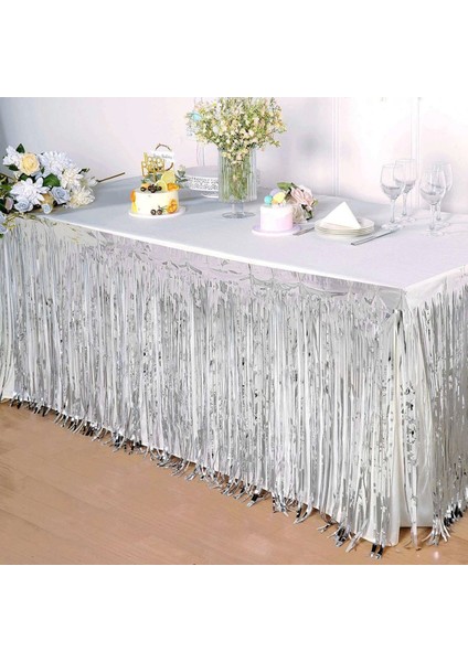 Gümüş Metalize Masa Eteği 275X75 cm – Kendinden Yapışkanlı - Lisinya fiyatları