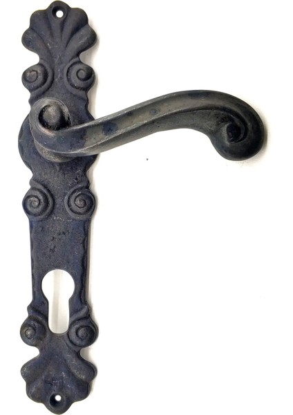 Antika Tarz Dekoratif Pirinç Okyanus Oda Kapı Kolu - 230X46 Mm, Oksit ( Lisinya )