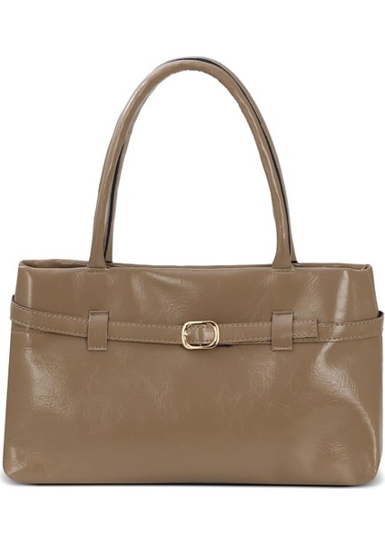 Orijinal Yeni Sezon Büzgülü ve Kemer Detaylı Çıtçıtlı Lüks Yumuşak Deri El Kol ve Omuz Çantası