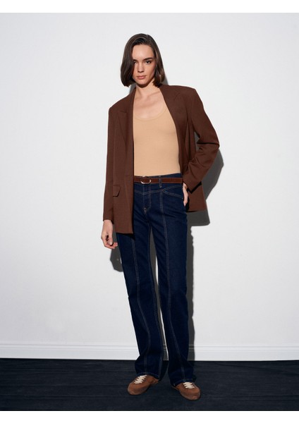 72087 Kemerli Dikiş Detaylı Jean-Lacivert modelleri